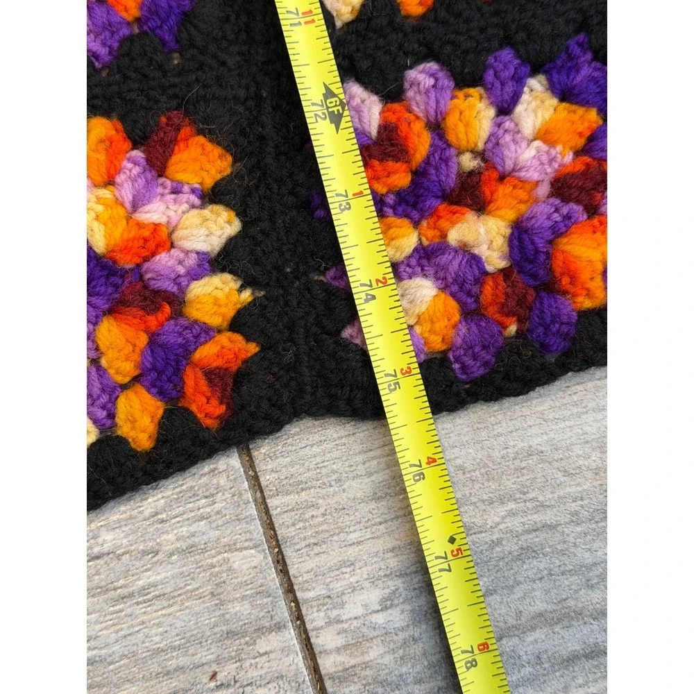 Crochet Granny Square Blanket Halloween Holiday Afghan Throw Handmade Vintage